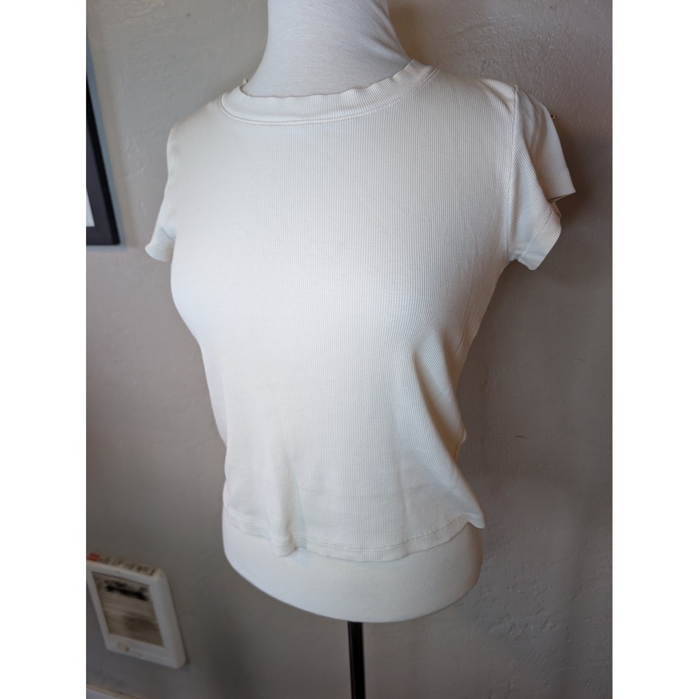 Madewell Cream Minimalist Ribbed Crew neck Tshirt womens‎ size M
